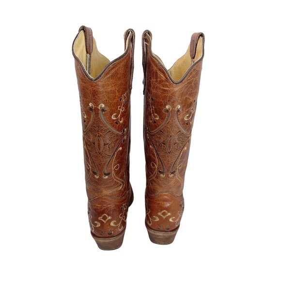 Circle G Women's Embroidered Leather Western Boots Made In Mexico Size 8 1/2 - Picture 7 of 9